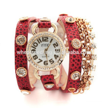 Elegante mehrschichtige Rhinestone-Damearmband-Armbanduhr